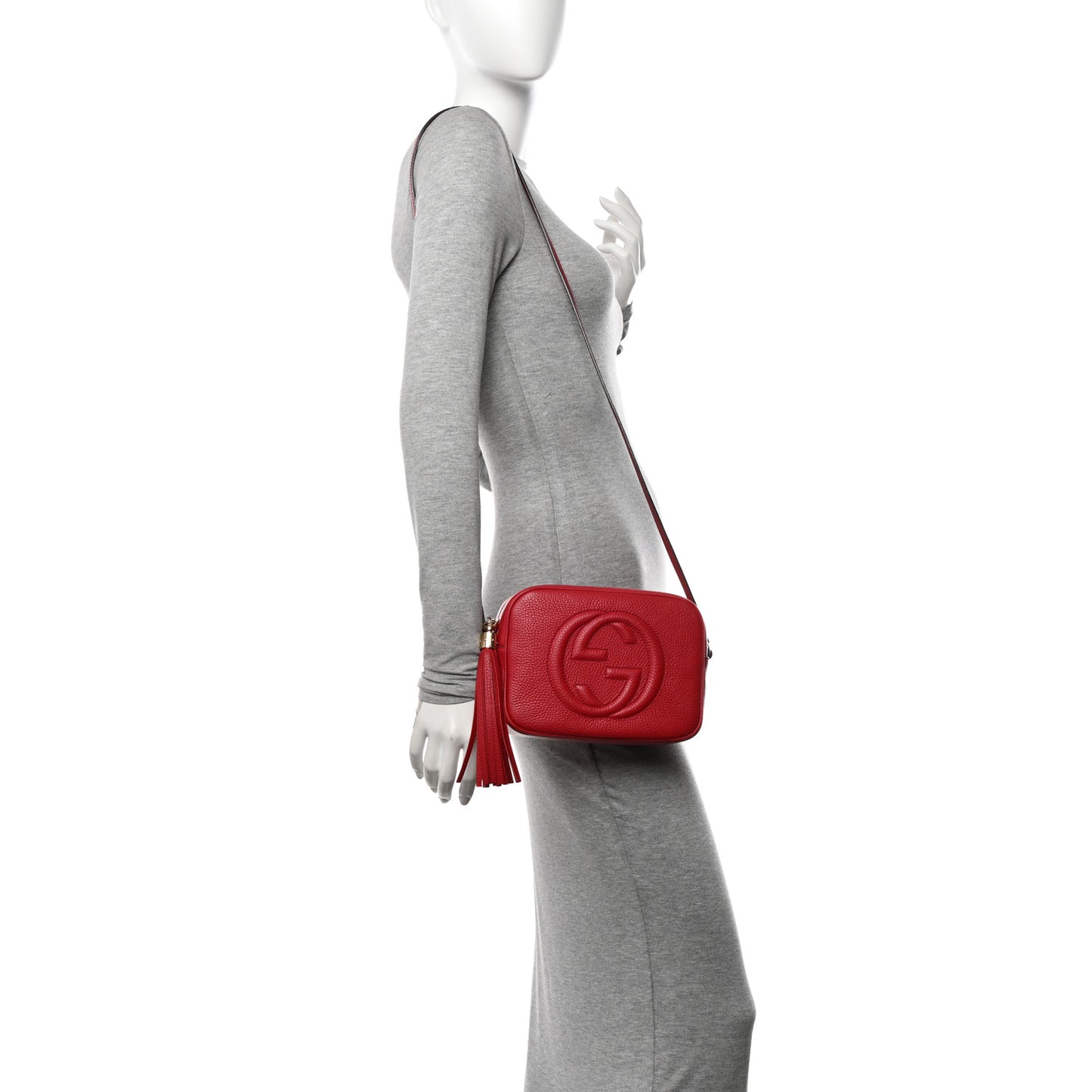 Pebbled Calfskin Small Soho Disco Bag Vibrant Red