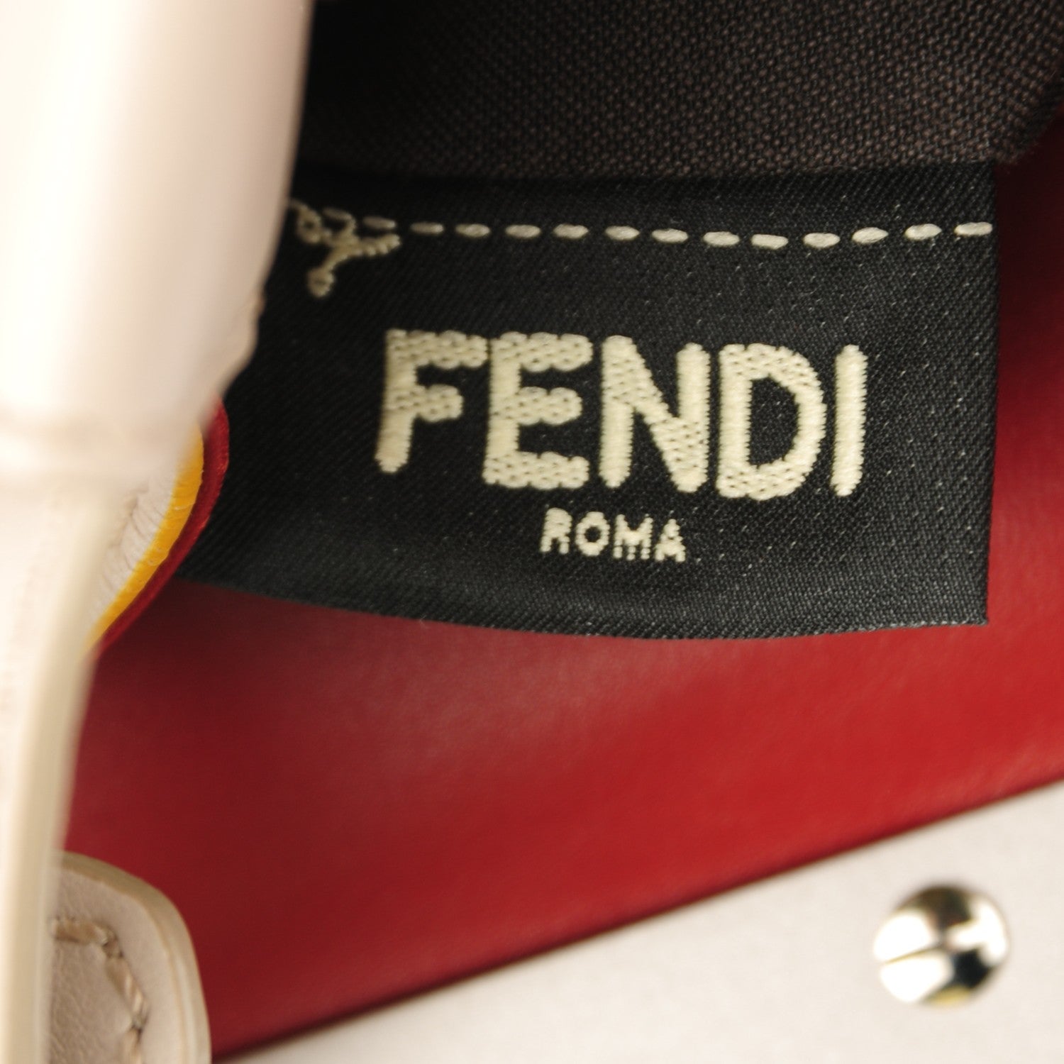 Fendi Vitello Seta Burro Medium Peekaboo Iconic Satchel Grigio Polvere Mattone 7 of 9