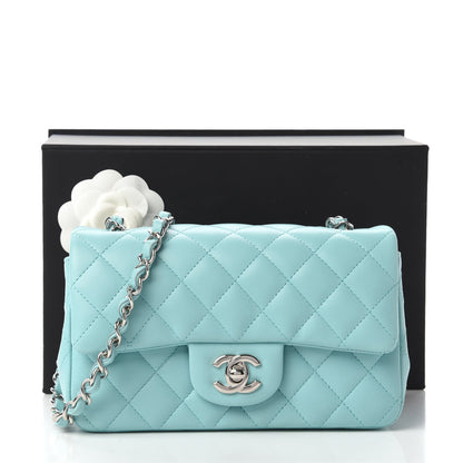 Chanel Lambskin Quilted Mini Rectangular Flap Light Blue 13 of 13