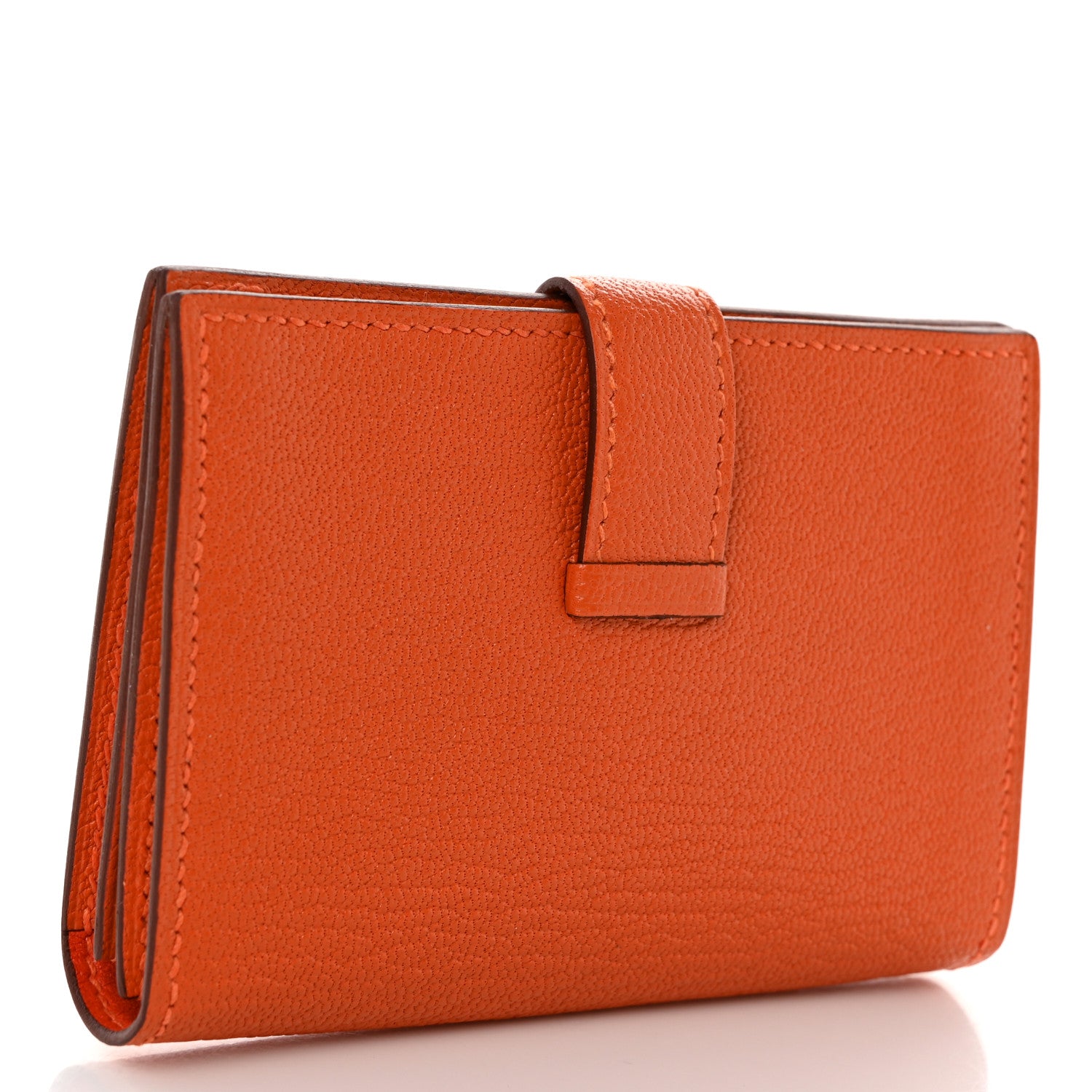 Hermes Chevre Mysore Verso Bearn Card Holder Wallet Orange Feu 3 of 7