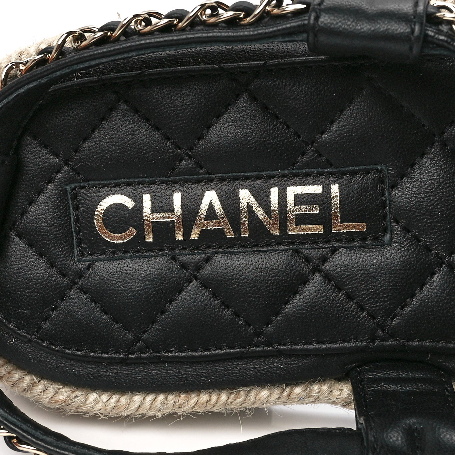 Chanel Lambskin Chain CC Thong Espadrille Sandals 39 Black 7 of 8
