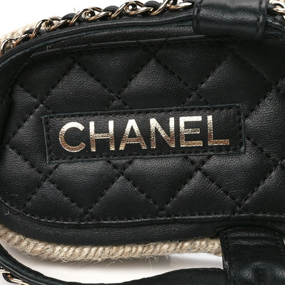 Chanel Lambskin Chain CC Thong Espadrille Sandals 39 Black 7 of 8
