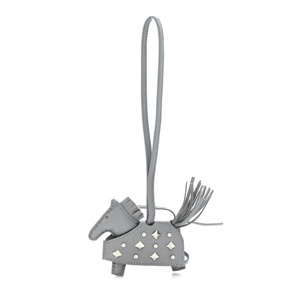 Hermes Milo Lambskin Studded Grigri Rodeo Robeo Rock Horse Bag Charm PM Gris Pantin 1 of 5