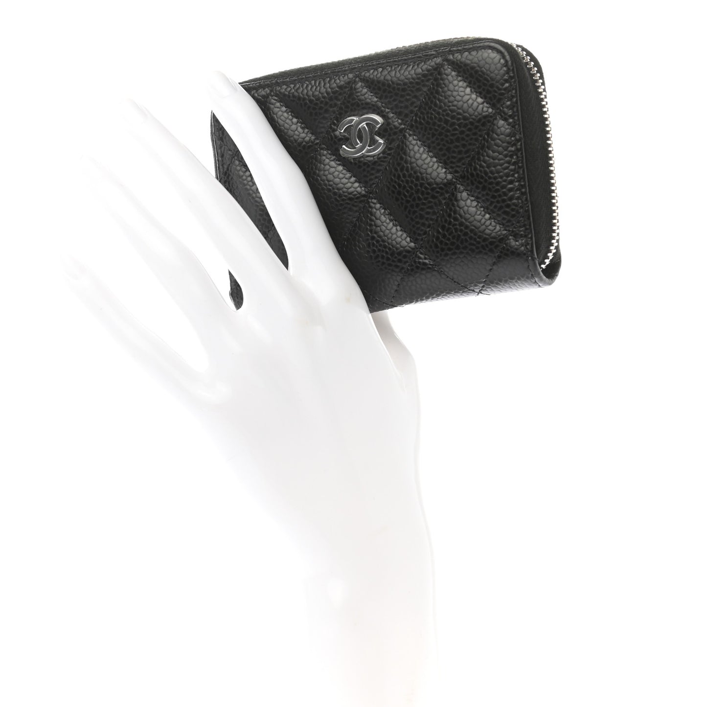 Caviar Quilted Classic Zipped Coin Purse Black