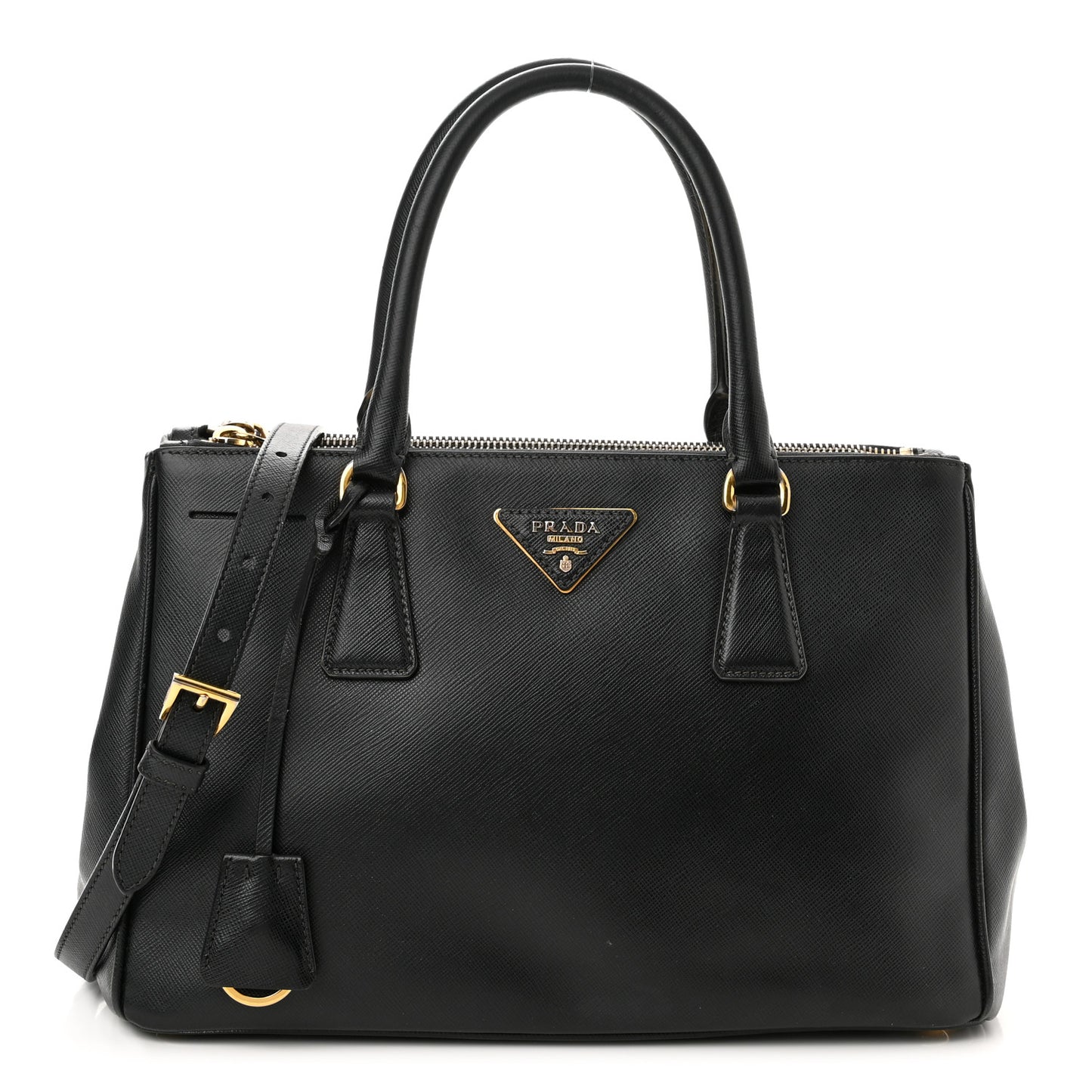 Saffiano Small Galleria Double Zip Tote Black