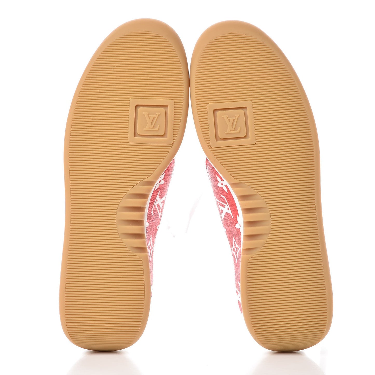 X SUPREME Calfskin Monogram Sneakers 9.5 White Red