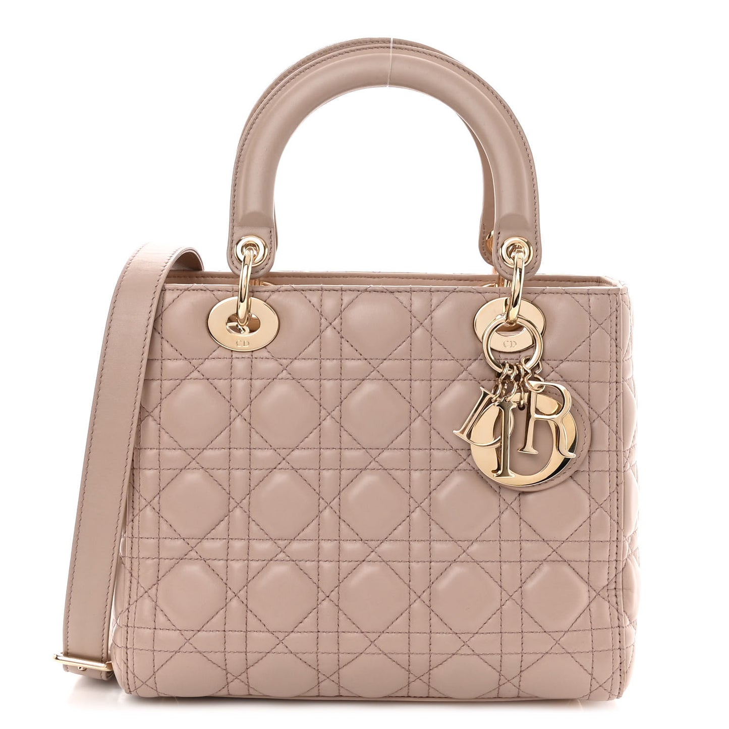 Lambskin Cannage Medium Lady Dior Rose Poudre
