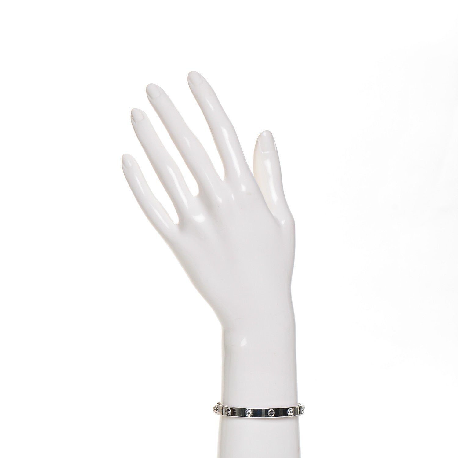 Cartier 18K White Gold 4 Diamond LOVE Bracelet 16 2 of 8