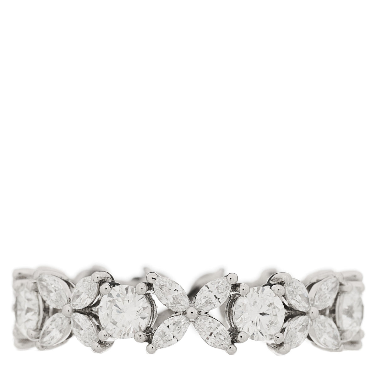 Platinum Diamond Victoria Alternating Band Ring 56 7.75