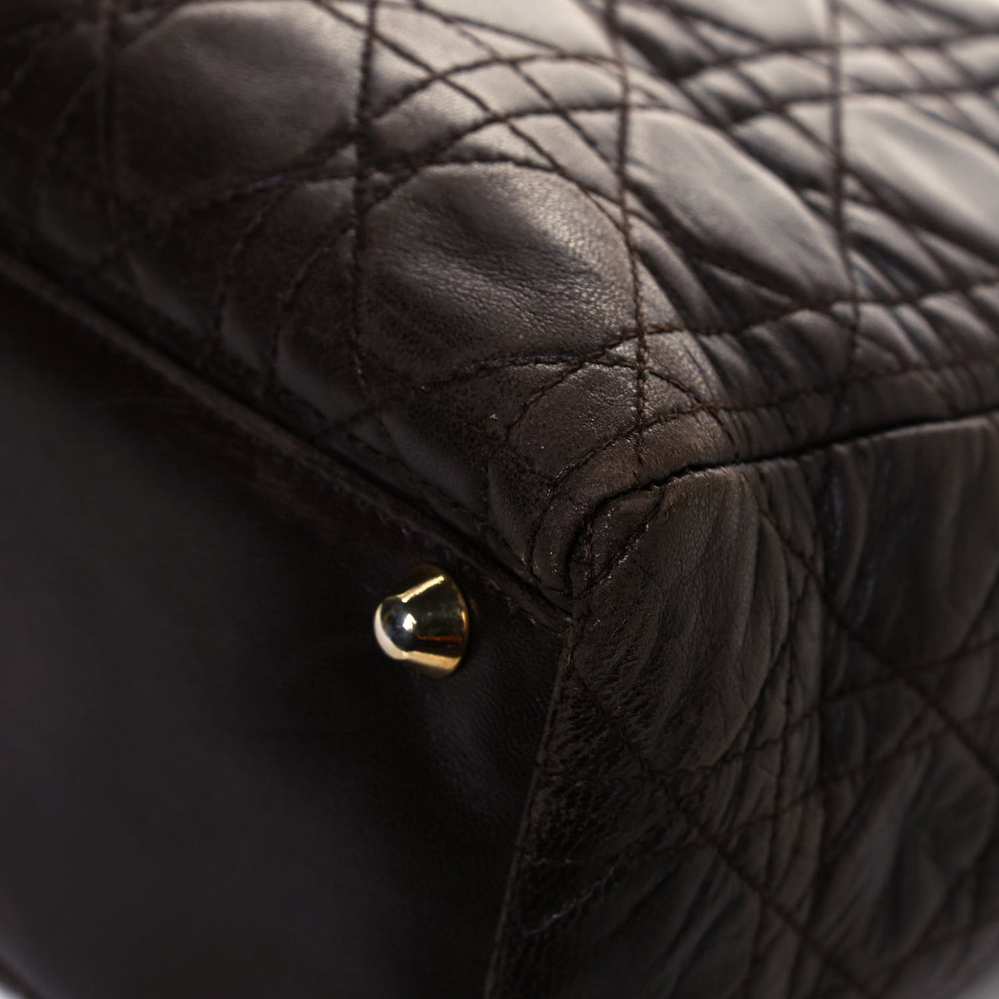Lambskin Cannage Large Lady Dior Dark Brown