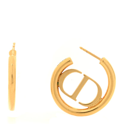 Christian Dior Metal 30 Montaigne Hoop Earrings Aged Gold 1 of 6
