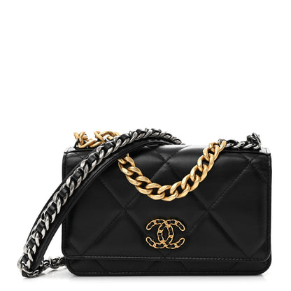 Chanel Lambskin Quilted Chanel 19 Wallet On Chain WOC Black 1 of 12