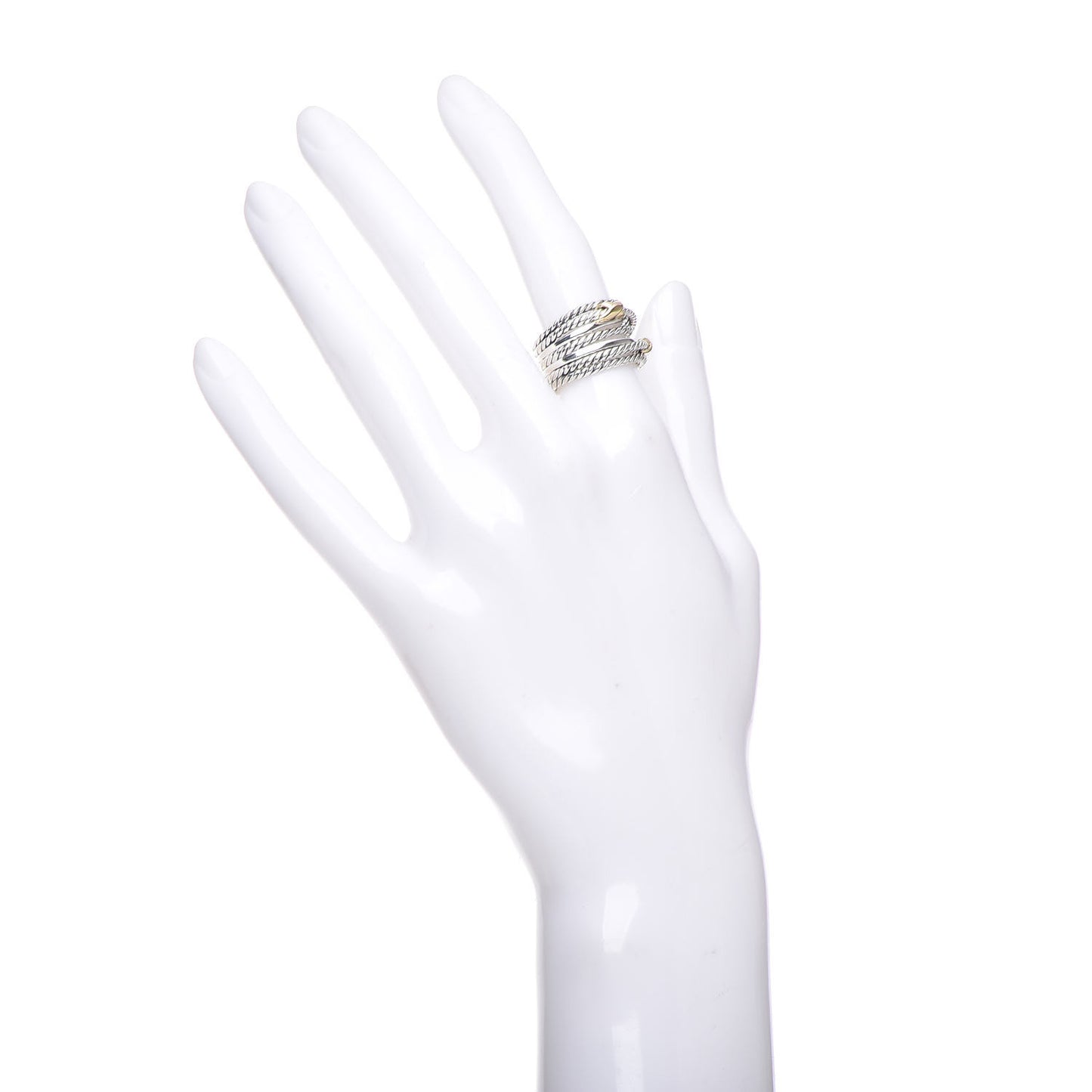Sterling Silver 18K Yellow Gold Double X Crossover Ring 52 6