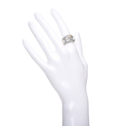 David Yurman Sterling Silver 18K Yellow Gold Double X Crossover Ring 52 6 2 of 4