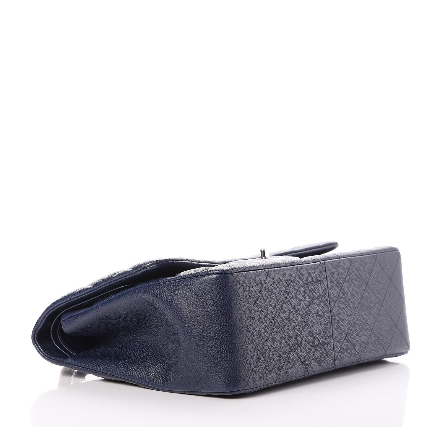 Caviar Quilted Jumbo Double Flap Navy Blue