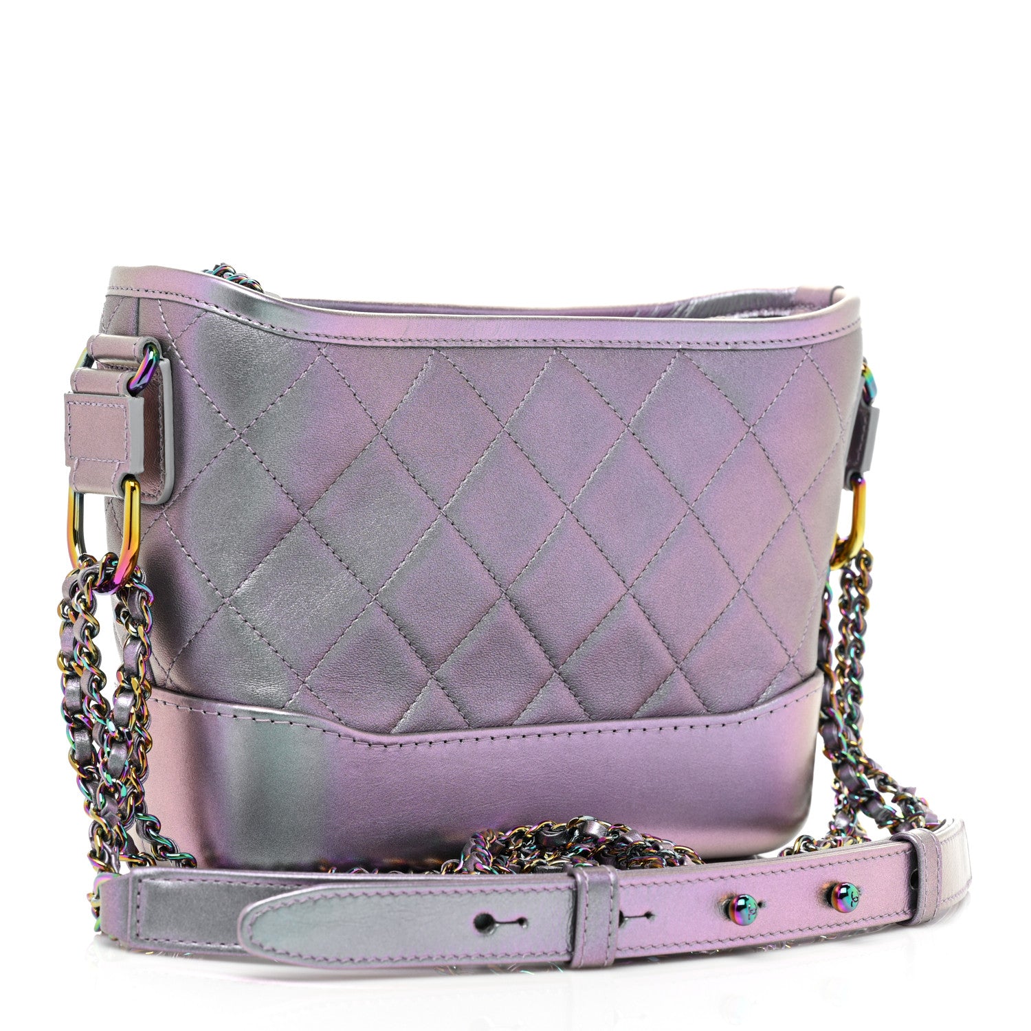Chanel Iridescent Lambskin Calfskin Quilted Small Gabrielle Hobo Light Purple 3 of 8