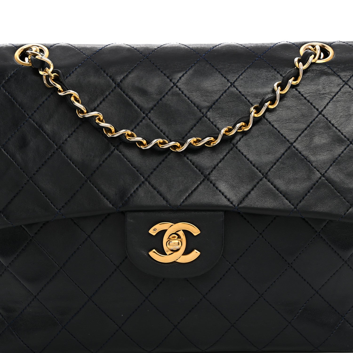 Chanel Lambskin Quilted Medium Double Flap Navy 8 of 13