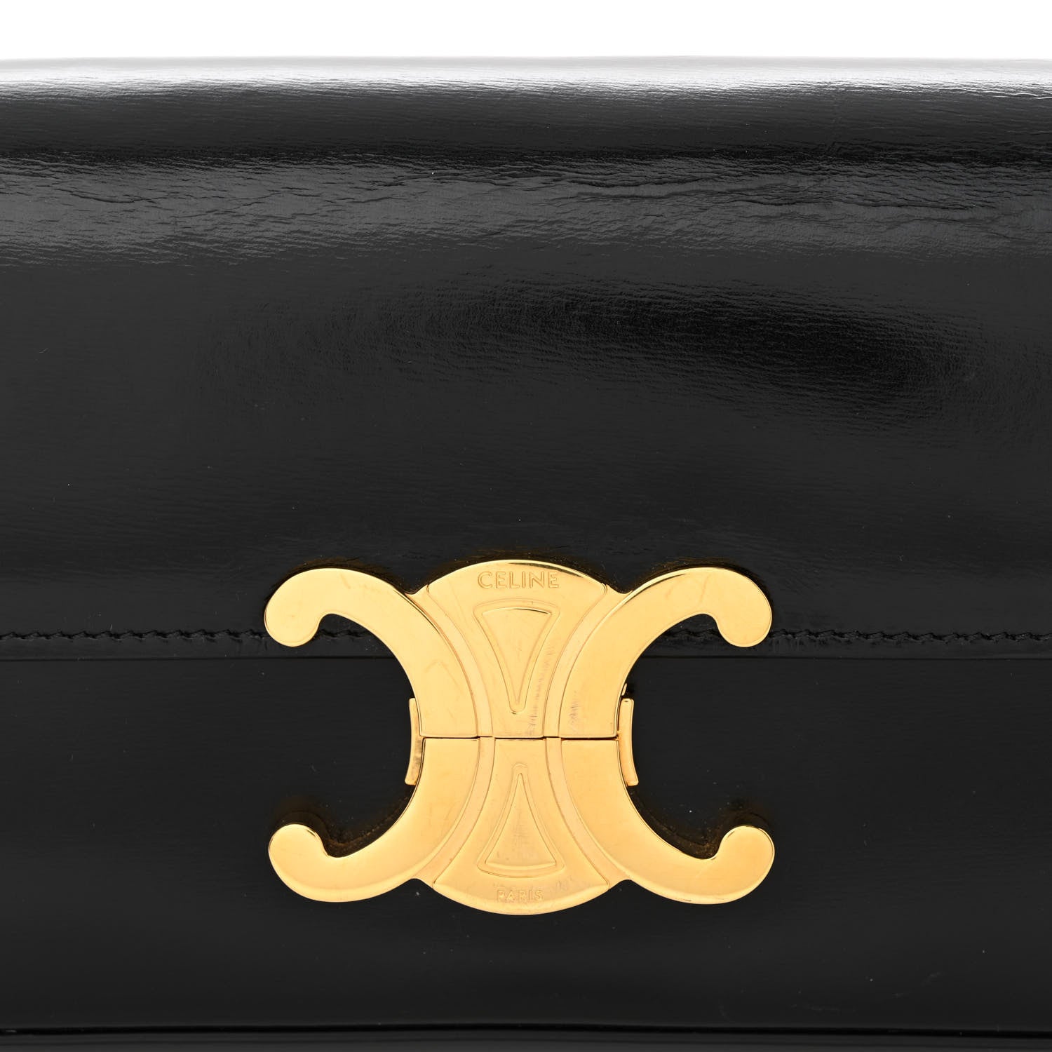 Celine Shiny Calfskin Triomphe Shoulder Bag Black 11 of 16