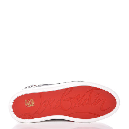 Christian Louboutin Calfskin Patent Specchio Spikes Mens Loubikick Flat Sneakers 41.5 Fraise Navy 6 of 9