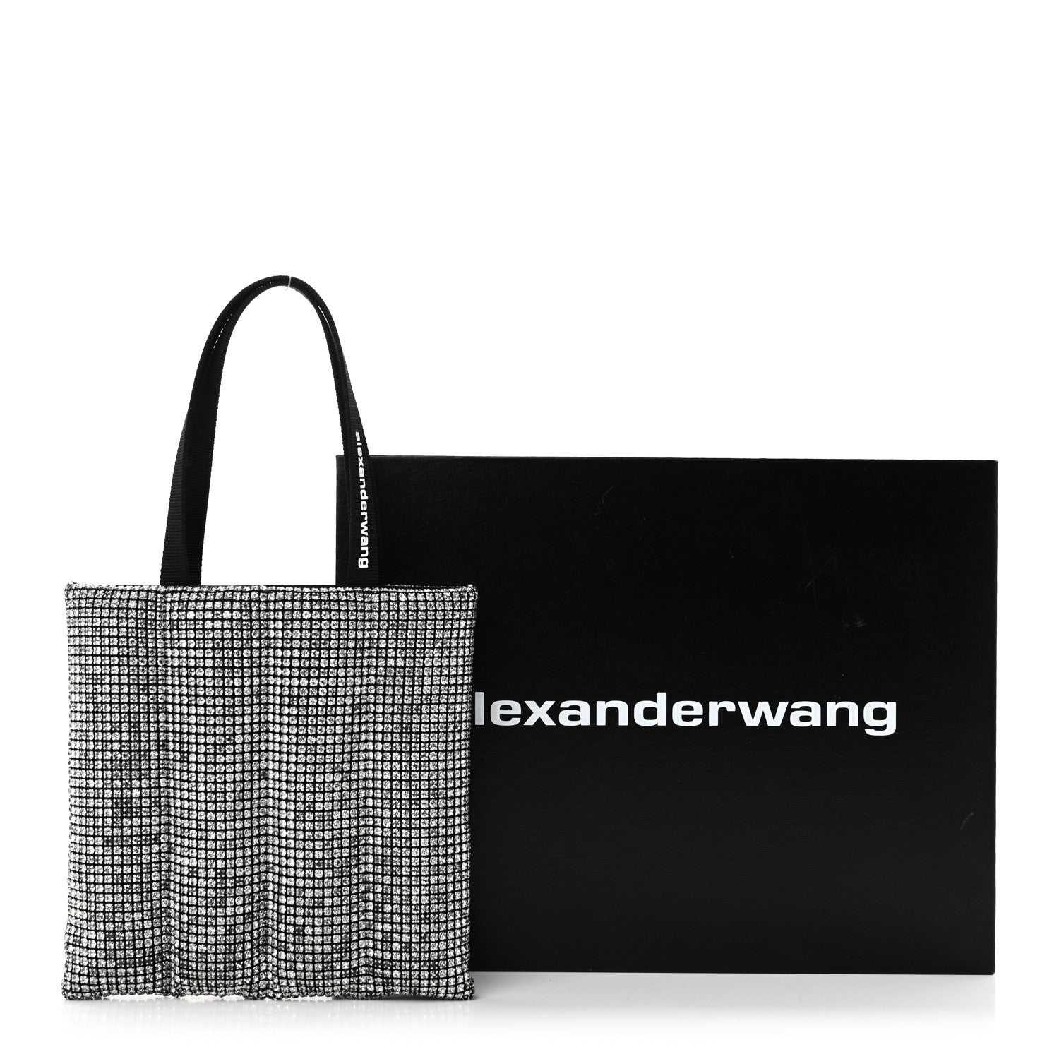 Alexander Wang Mesh Crystal Rhinestone Quilted Heiress Tote Black White 10 of 10