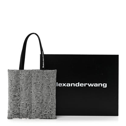 Alexander Wang Mesh Crystal Rhinestone Quilted Heiress Tote Black White 10 of 10