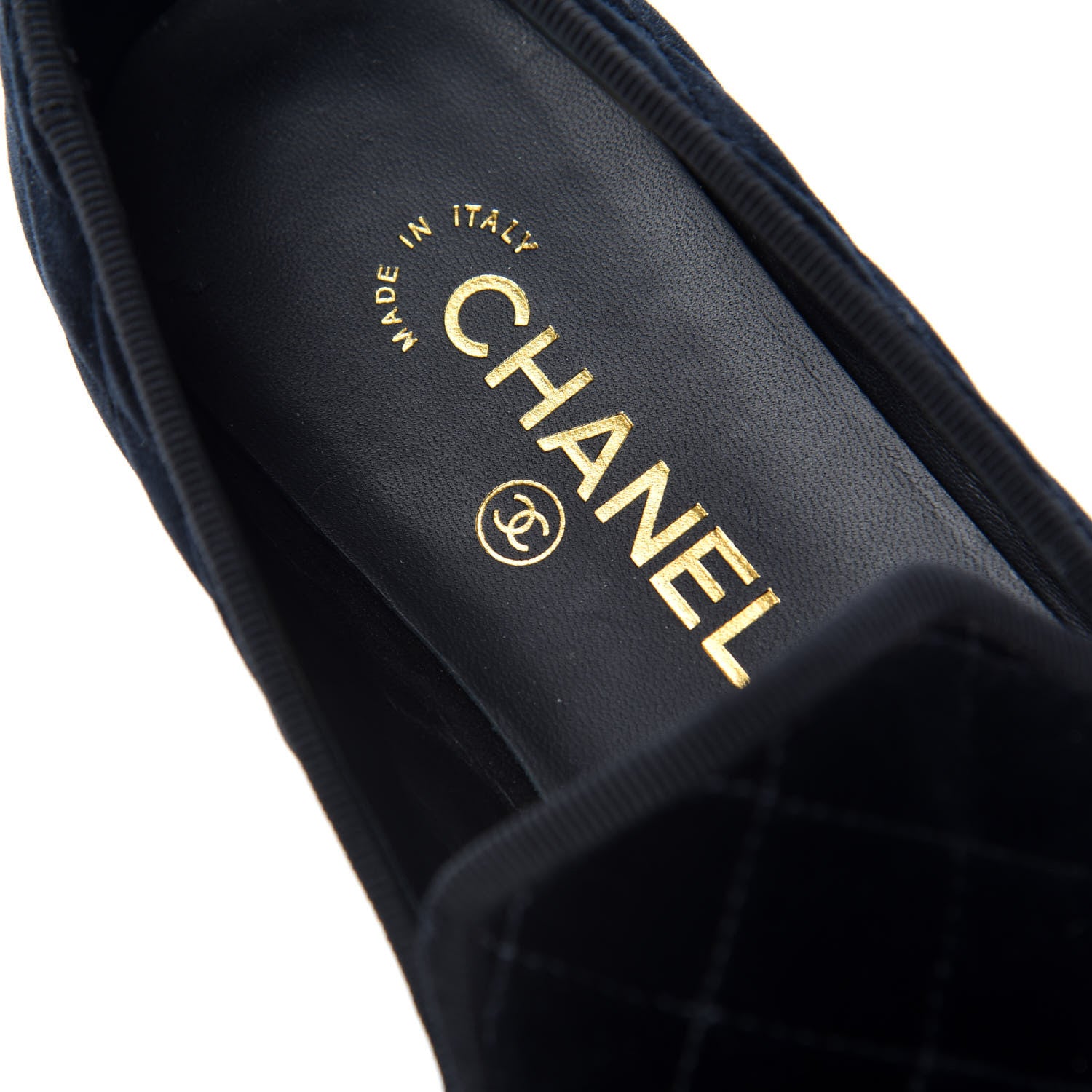 Chanel Velvet Quilted Cap Toe Womens CC Loafers 40 Black 8 of 10