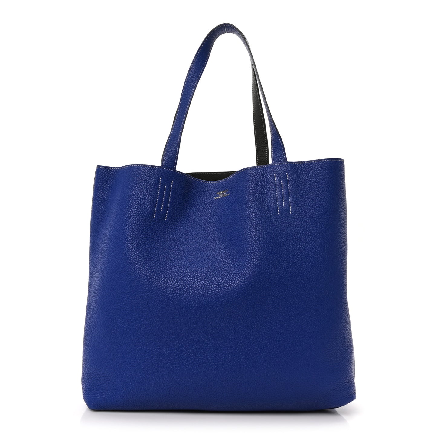 Taurillon Clemence Double Sens 36 Reversible Tote Graphite Bleu Electrique