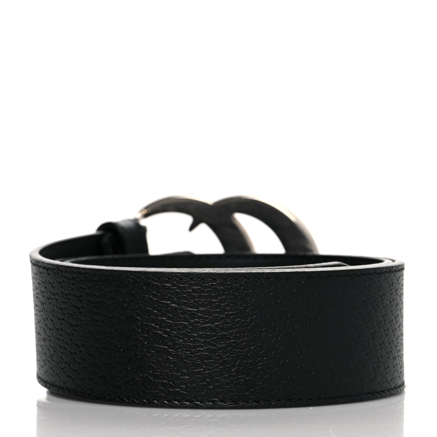 Textured Dollar Calfskin Nickel Double G 40mm Belt 70 28 Black