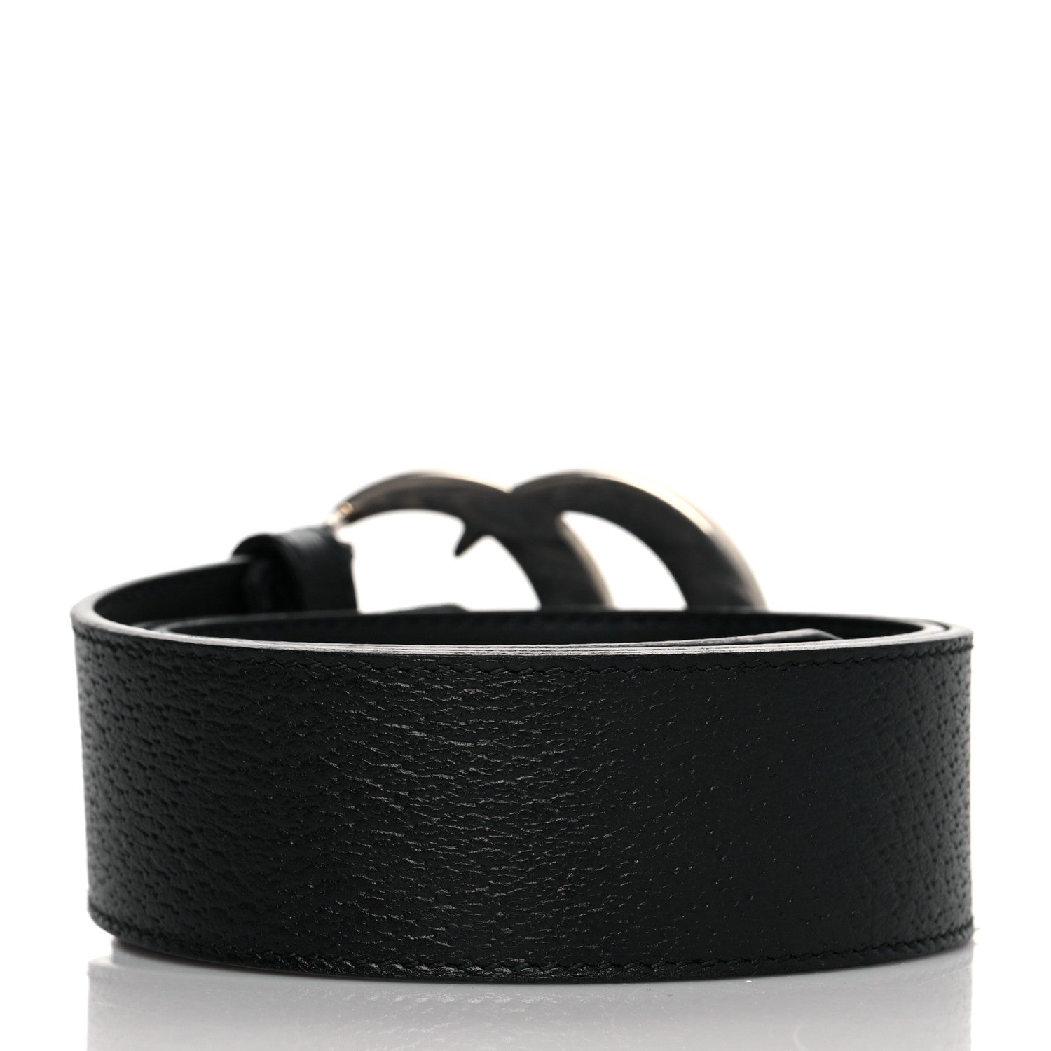Gucci Textured Dollar Calfskin Nickel Double G 40mm Belt 70 28 Black 2 of 6
