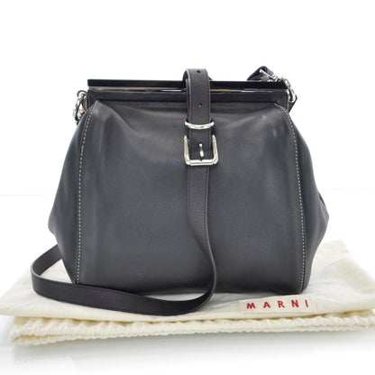 FASHIONPHILE MARNILeatherFrameShoulderBagBlack 3 of 7