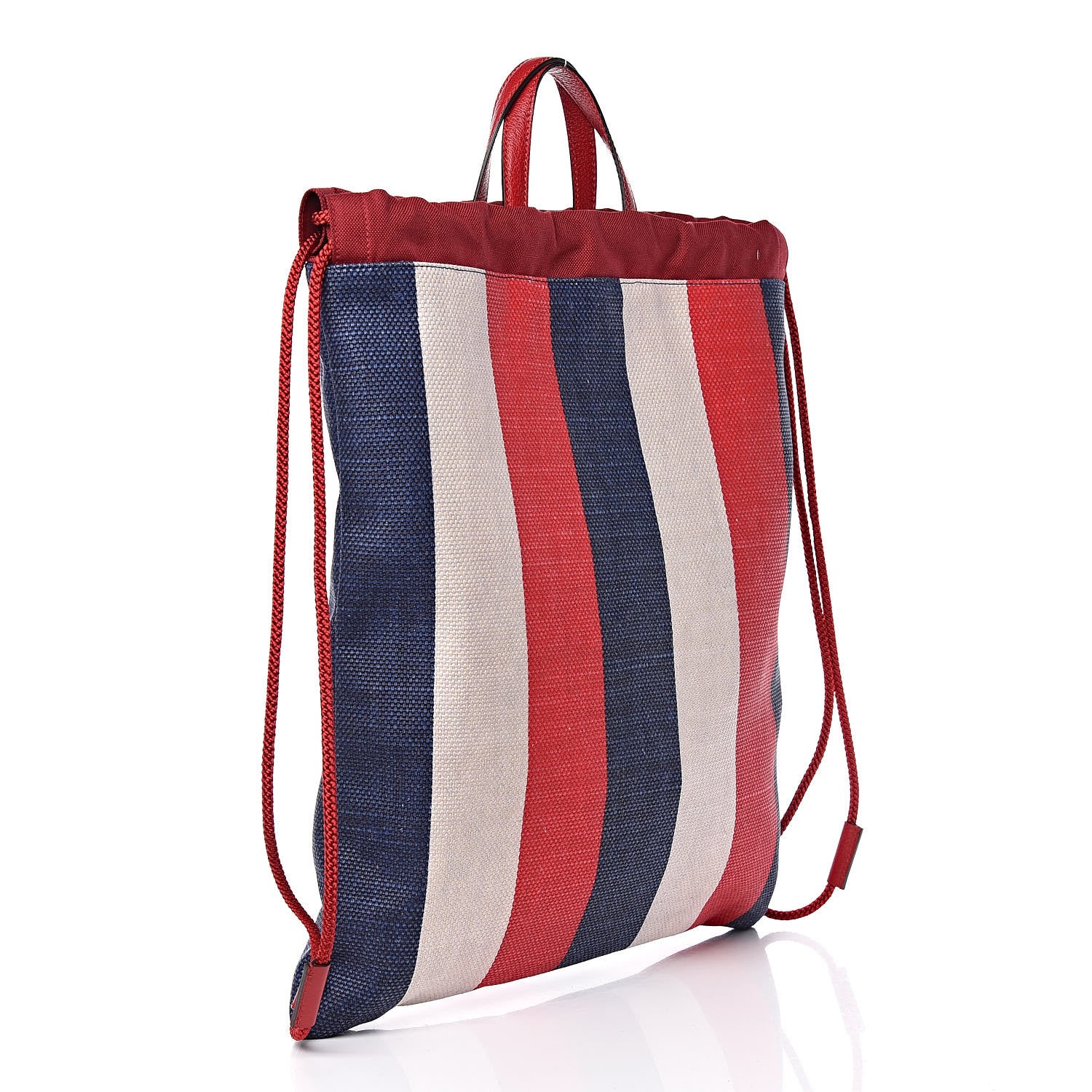 Gucci Canvas Logo Sylvie Stripe Drawstring Backpack Red 3 of 9