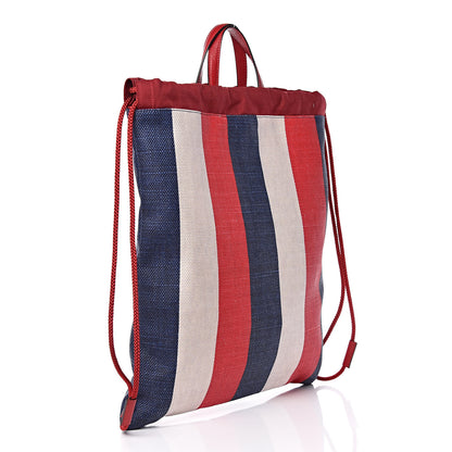Gucci Canvas Logo Sylvie Stripe Drawstring Backpack Red 3 of 9