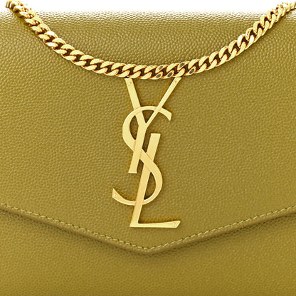 Saint Laurent Grain De Poudre Monogram Uptown Chain Wallet Olive 9 of 11
