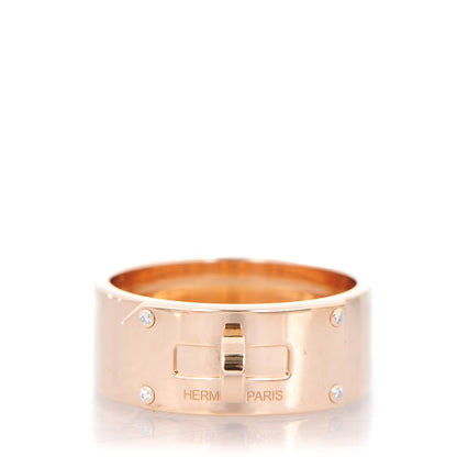 Hermes 18K Rose Gold Diamond GM Kelly Ring 56 7.5 1 of 8