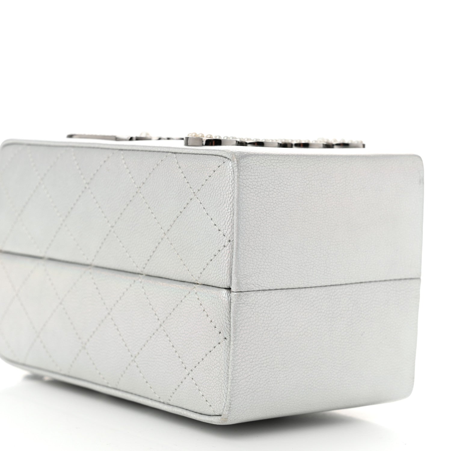 Chanel Metallic Goatskin Lait de Coco Milk Carton Bag Silver 9 of 10