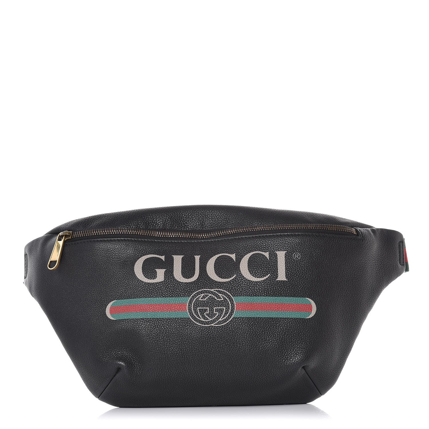 Gucci Grained Calfskin Logo Belt Bag Black 1 of 7