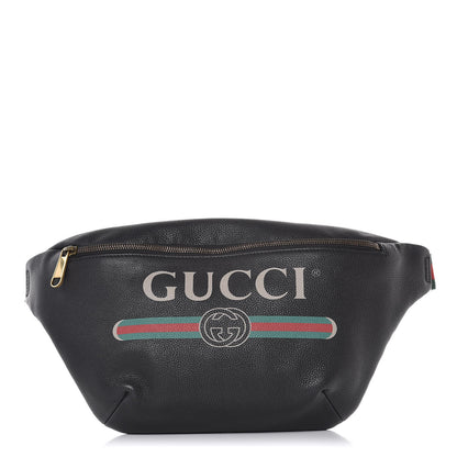 Gucci Grained Calfskin Logo Belt Bag Black 1 of 7