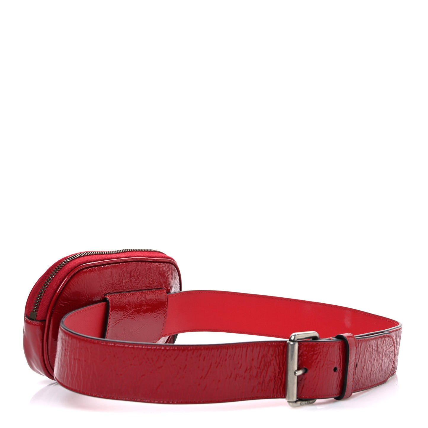 Patent Rubber Game Patch Logo Belt Bag  85 34 Hibiscus Red