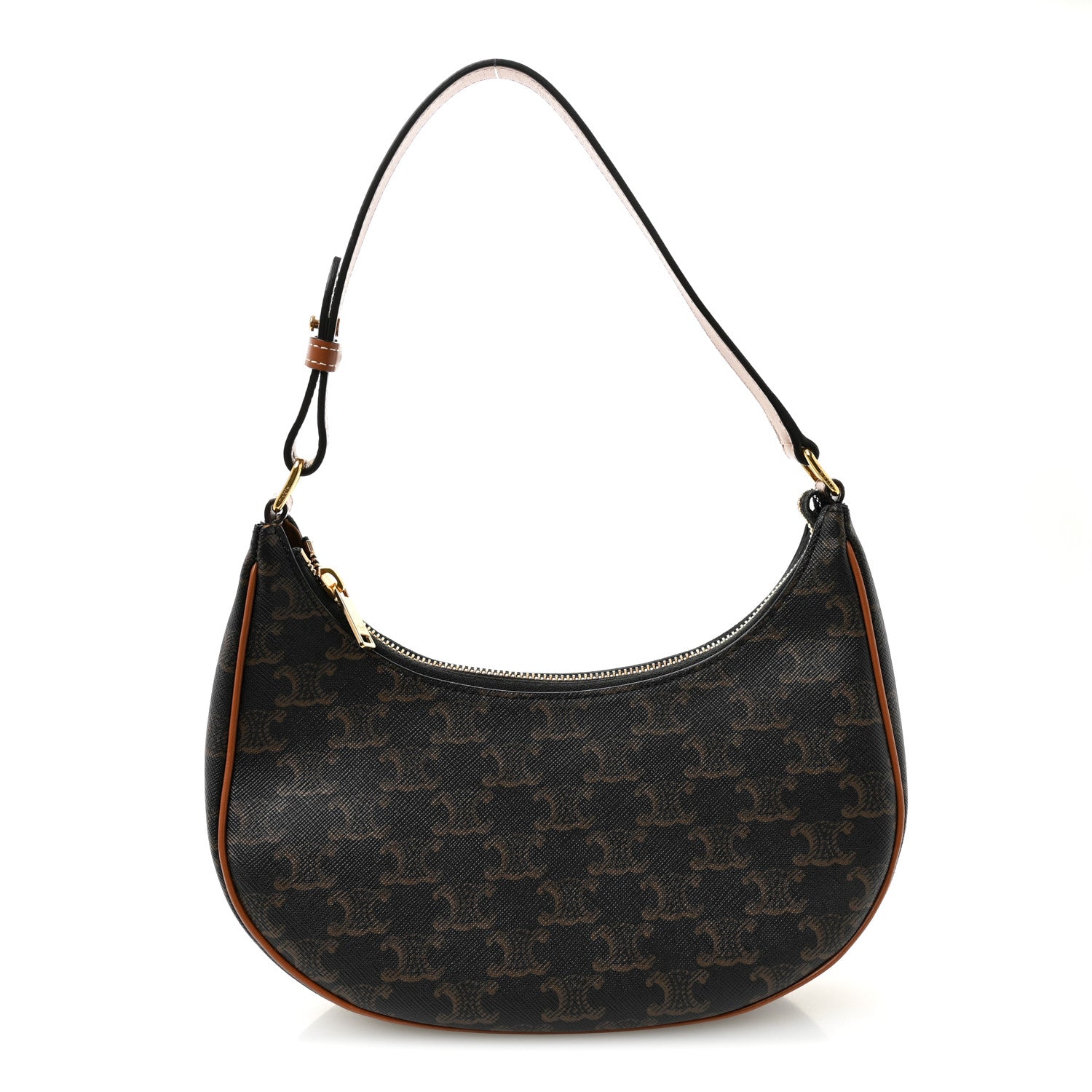 Celine Triomphe Canvas Calfskin Ava Shoulder Bag Tan 1 of 9