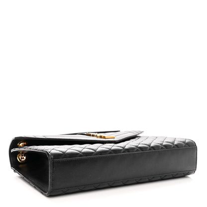 Saint Laurent Grain De Poudre Textured Mixed Matelasse Large Triquilt Monogram Satchel Black 4 of 9
