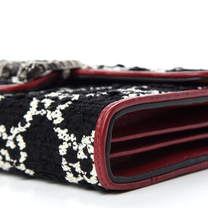 Gucci Tweed GG Monogram Mini Dionysus Chain Wallet Black White Romantic Cherry 7 of 11