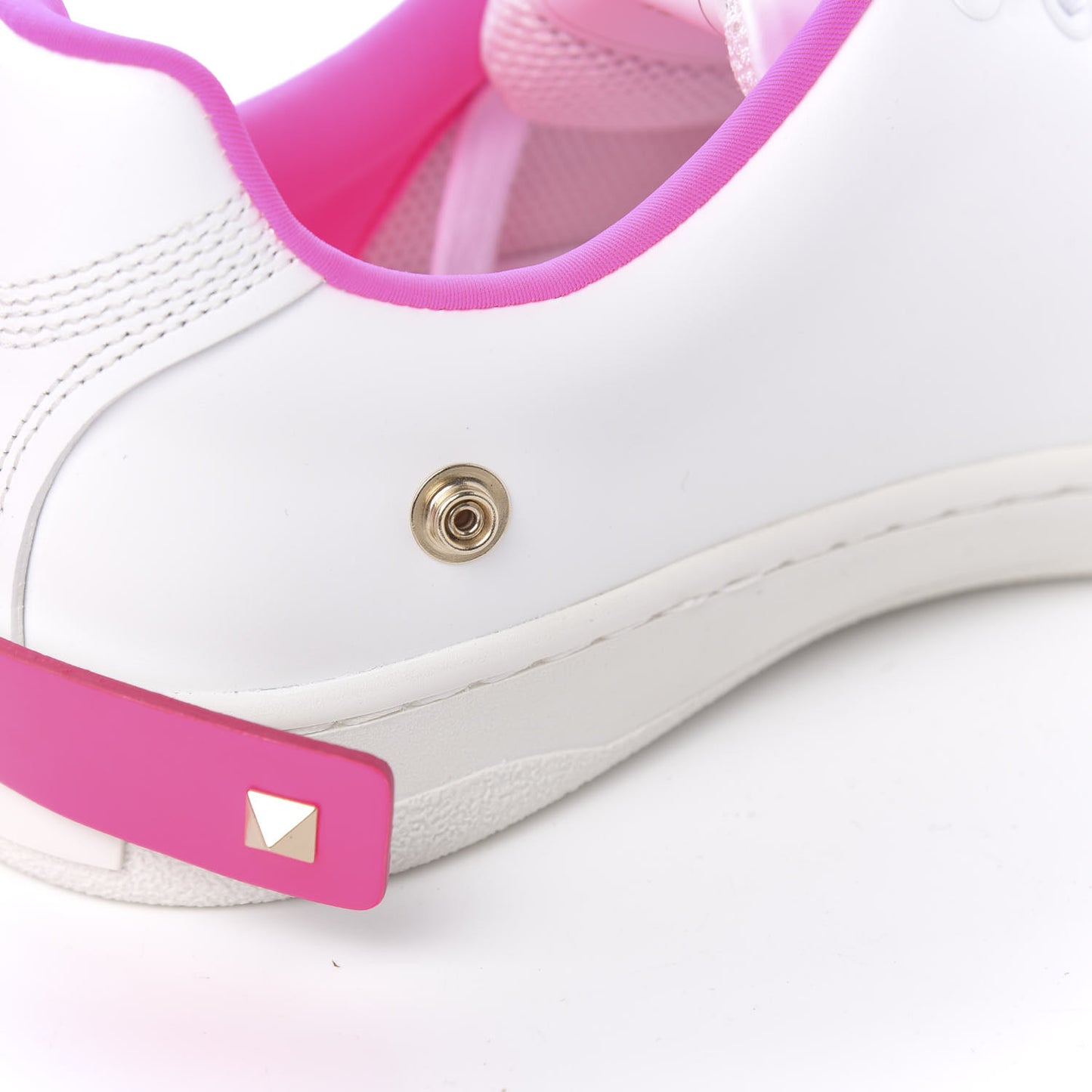 Calfskin Womens Backnet Sneakers 35.5 White Fuchsia