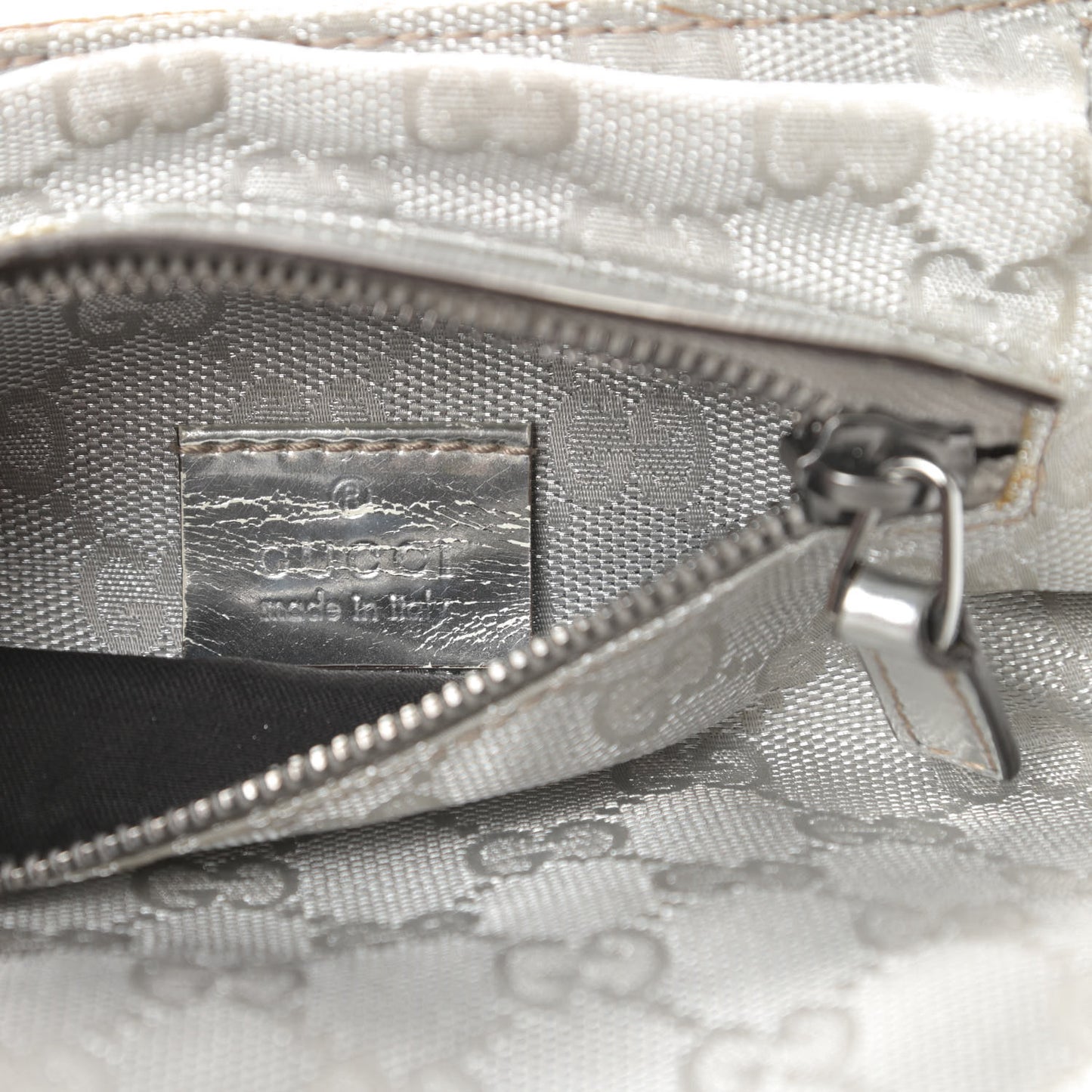 GG Monogram Web Double Pocket Belt Bag Silver