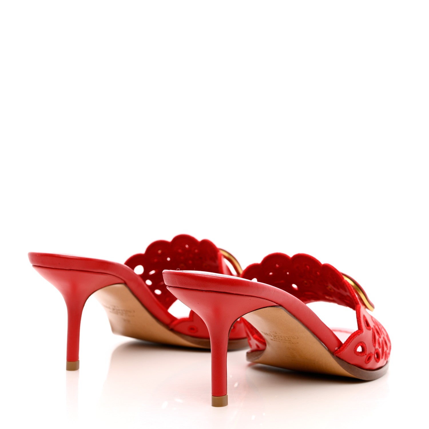 Valentino Garavani Calfskin Atelier 08 San Gallo VLogo Laser Cut 65mm Slide Sandals 39 Red 4 of 11