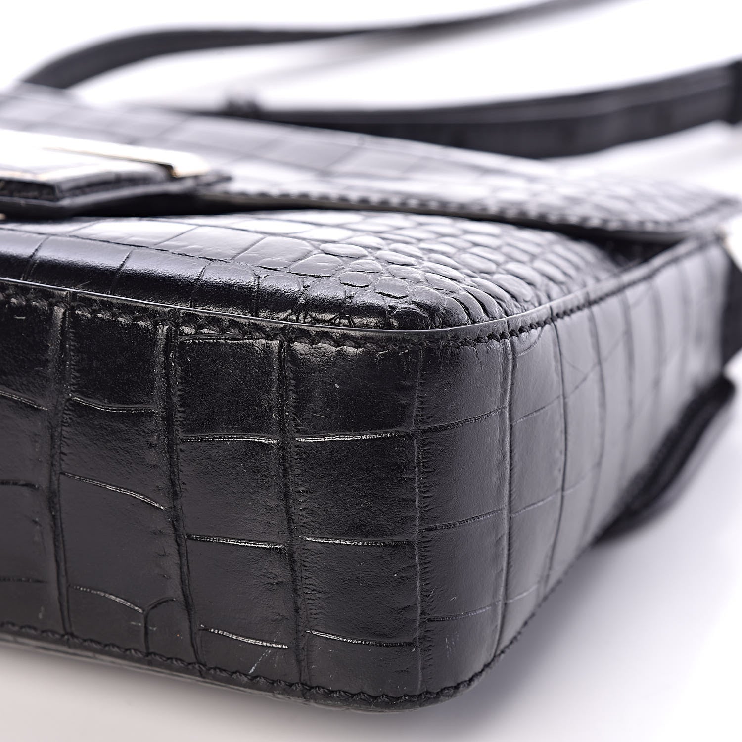 Givenchy Calfskin Crocodile Embossed Small Nobile Shoulder Bag Black 6 of 13