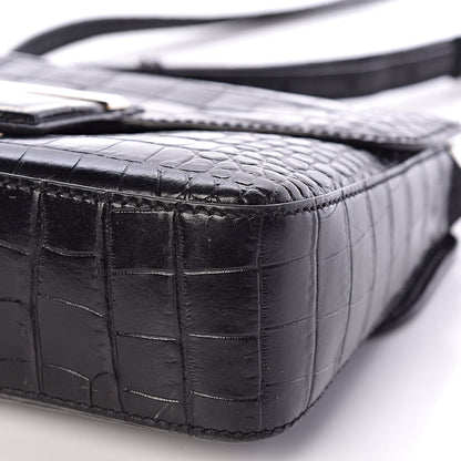 Givenchy Calfskin Crocodile Embossed Small Nobile Shoulder Bag Black 6 of 13