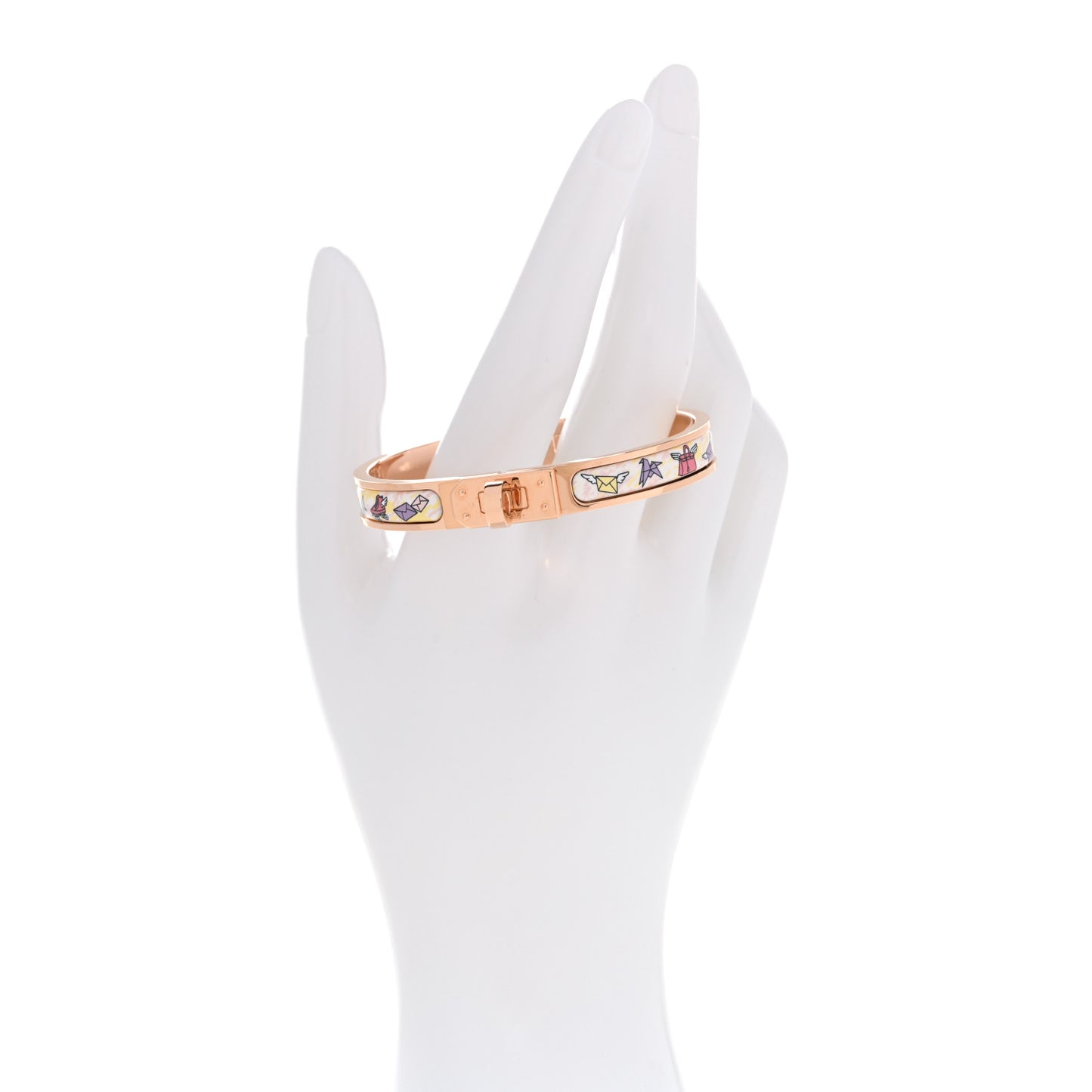 Enamel Printed Hermes Flagship Mini Clic Kelly Bracelet PM Jasmin
