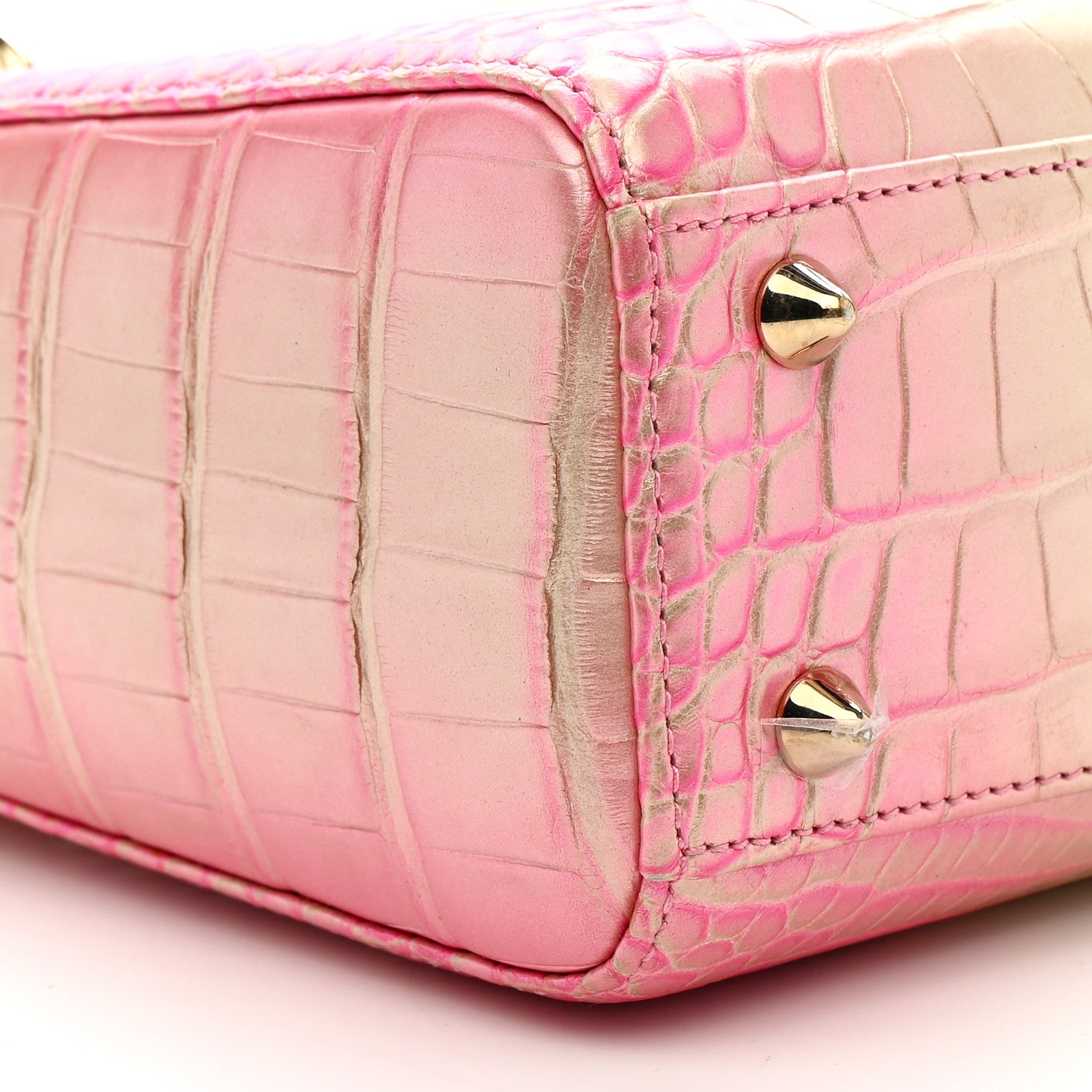 Christian Dior Metallic Alligator Gradient Small Lady Dior Pink 9 of 10