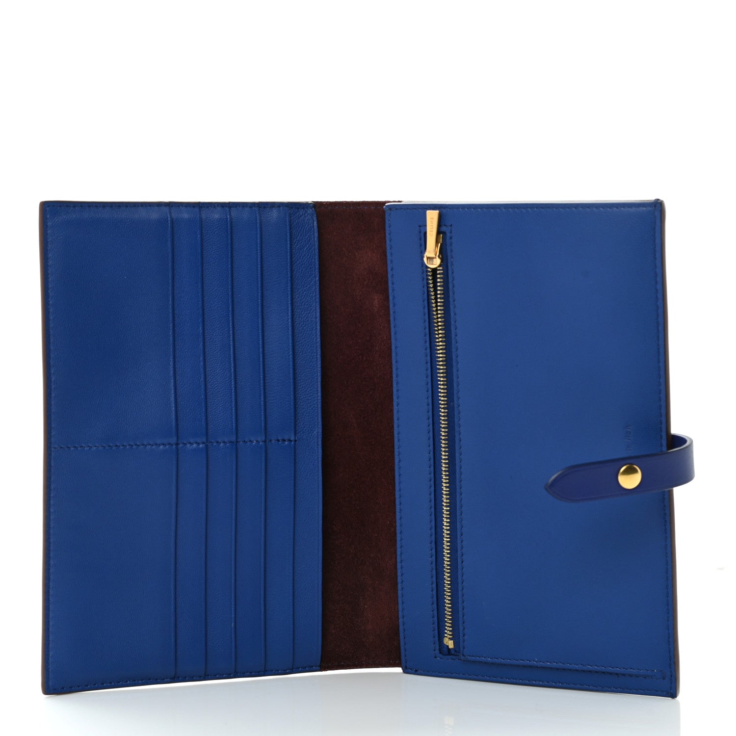 Celine Smooth Calfskin Large Multifunction Strap Wallet Burgundy Blue 5 of 9
