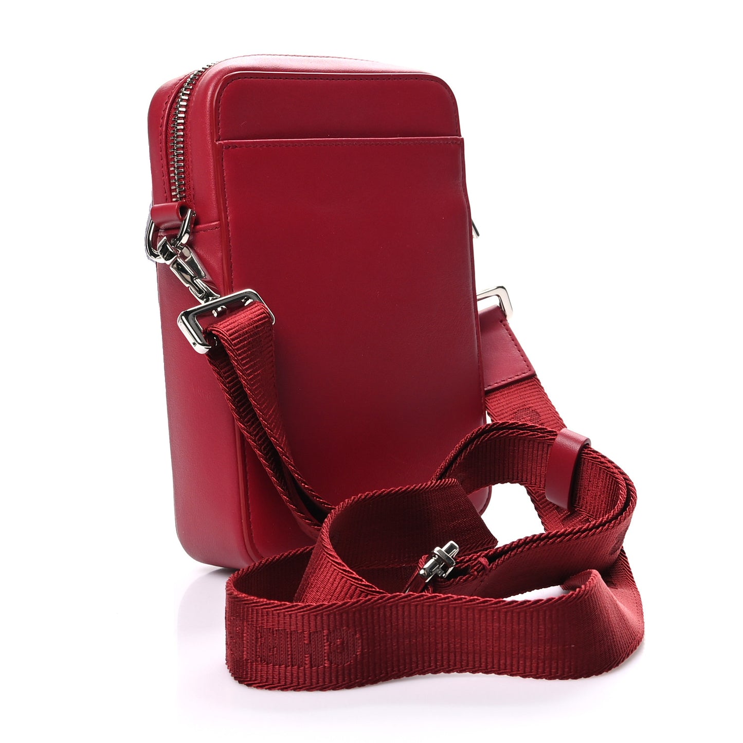 Calfskin Oblique Galaxy Perforated World Tour Messenger Pouch Red White